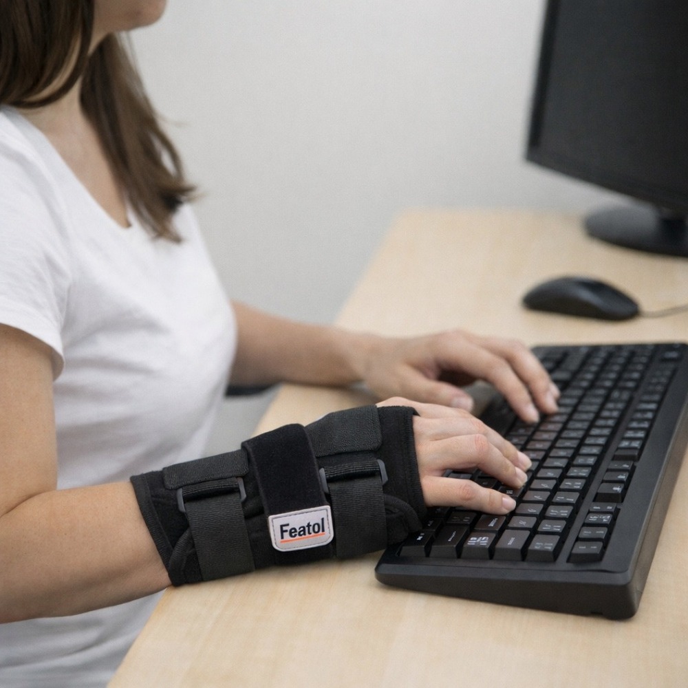 Featol Right Hand Wrist Brace S/M Black Carpal Tunnel Relief Splint‎